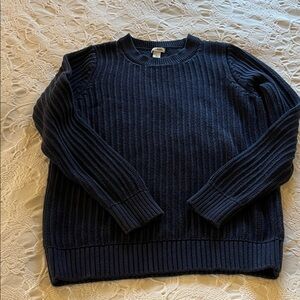 L.L. Bean Women’s Vintage Cotton Dark Blue Crewneck Sweater, Ribbed, Size Small